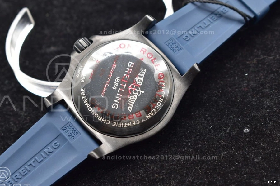 Rubber Automatic A2824 44 Black Black Blue TF Strap Best Superocean Dial 1:1 Edition Bezel On 0417